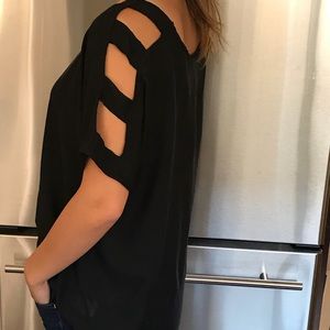 Black shirt open shoulder